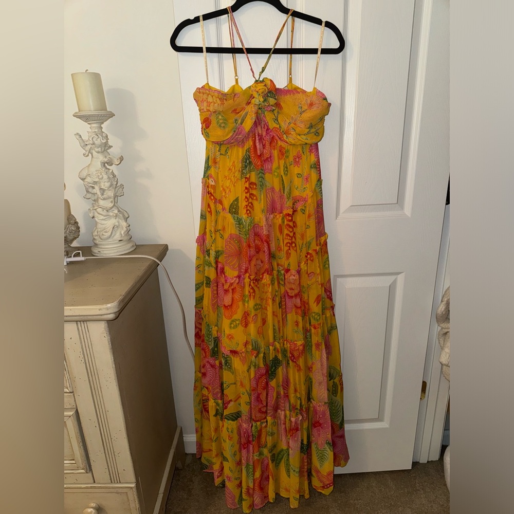 FARM Rio Yellow Floral Maxi Dress